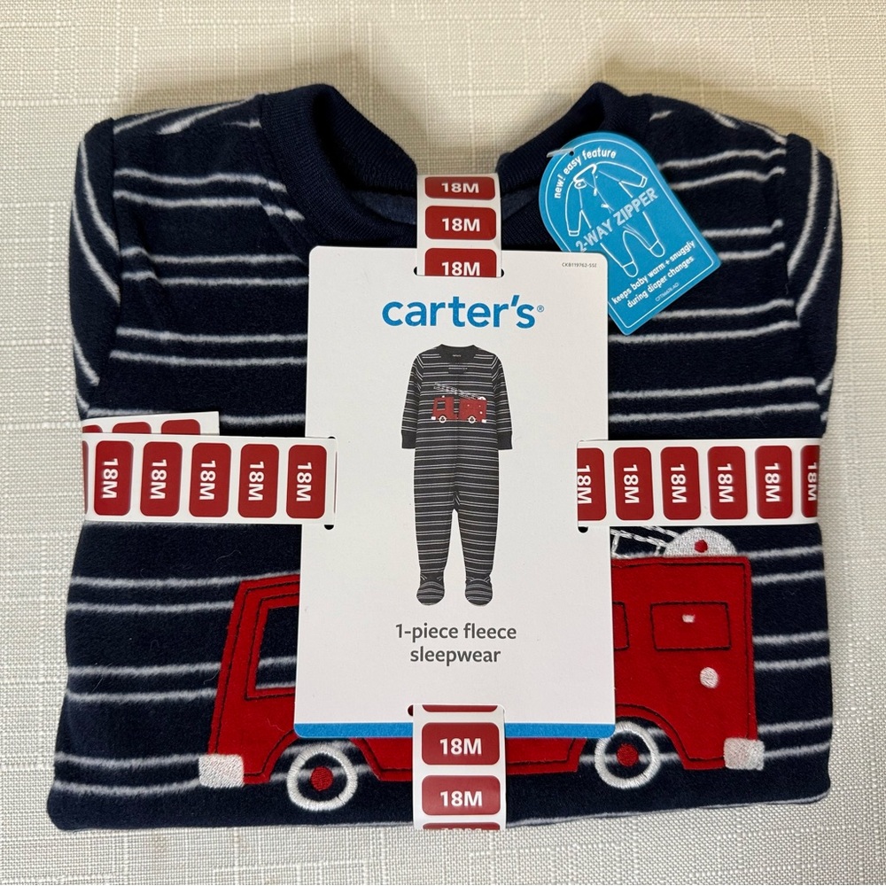 Carter's Navy and White Striped Fleece Sleepwear